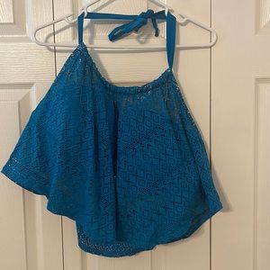 CACIQUE Lane Bryant turquoise crochetBalconette Blouson Bathing Swim TOP/BOTTOMS